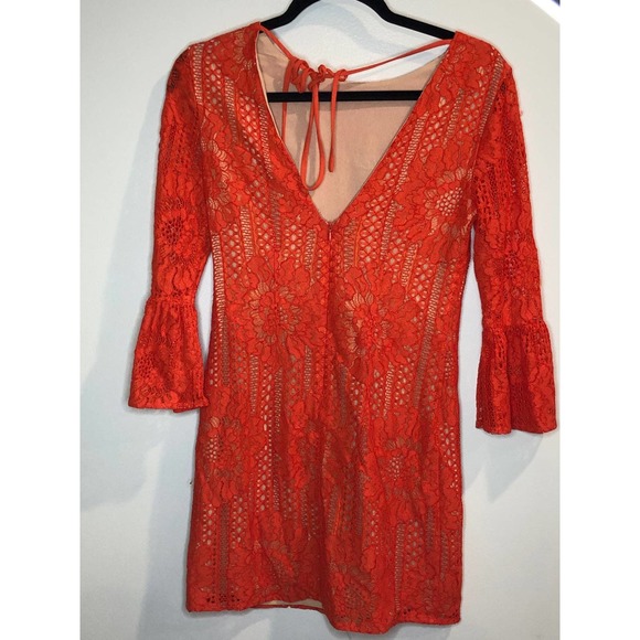 Endless Rose red Ornage Lace XS Boutique Bohemian Boho Going Out Dress - Picture 5 of 9